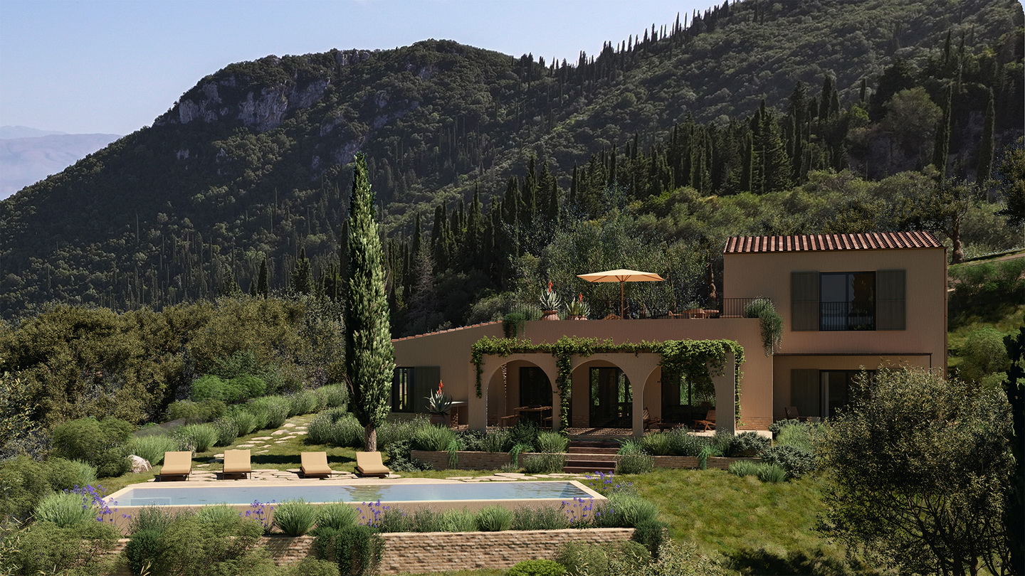 Thetacon Architecture Construction Corfu Kamara Minimal villa roofs bricks sea view in Agioi Theodoroi process outdoor general front resize