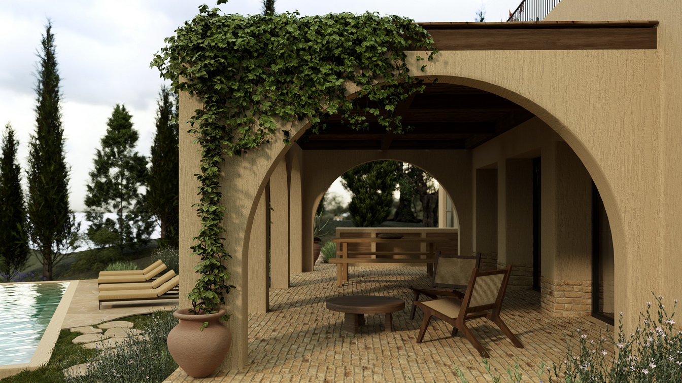 Thetacon Architecture Construction Corfu Kamara Minimal villa roofs bricks sea view in Agioi Theodoroi process resize