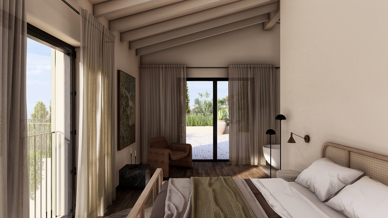 Thetacon Architecture Construction Corfu Kamara Minimal villa roofs bricks sea view in Agioi Theodoroi process indoor bedroom 2 resize